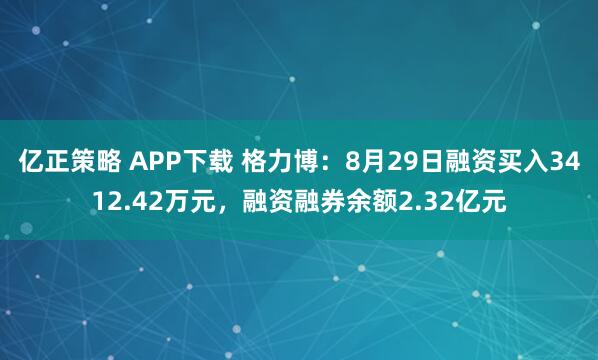 亿正策略 APP下载 格力博：8月29日融资买入3412.42万元，融资融券余额2.32亿元