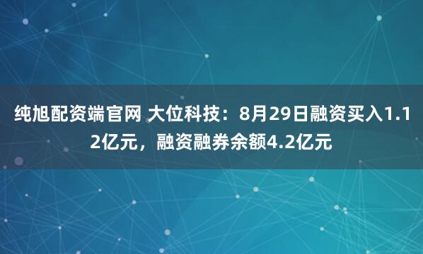 纯旭配资端官网 大位科技：8月29日融资买入1.12亿元，融资融券余额4.2亿元